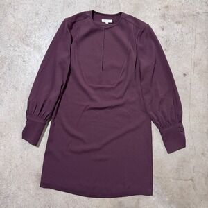 Equipment Femme Plum Purple Long Sleeve Mini Dress - Minimalist Style Size Small